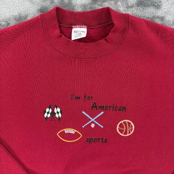 Vintage 90s American Sports Sweatshirt XL USA Made Crewneck Football Baseball - Picture 3 of 9